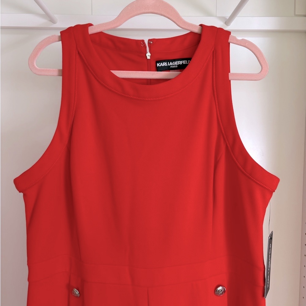 Karl Lagerfeld Orange Wide Leg Crop Jumpsuit - Picture 6 of 6